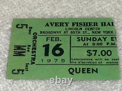 QUEEN 1975 BOX OFFICE CONCERT TICKET STUB AVERY FISHER HALL NY Freddie Mercury