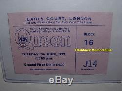 QUEEN 1977 Concert Ticket Stub EARLS COURT LONDON U. K. Freddie Mercury RARE