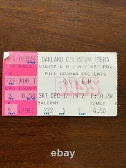 QUEEN 1977 Concert Ticket Stub Freddie Mercury RARE Oakland Coliseum