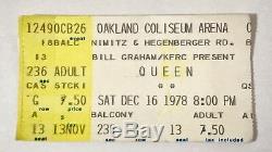 QUEEN 1978 Concert Ticket Stub Freddie Mercury Vintage Original Owner