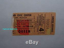 QUEEN 1978 GLOBE Concert Ticket Stub LAKELAND FLORIDA Freddie Mercury MEGA RARE