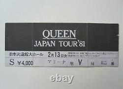 QUEEN 1981 Budokan Tokyo Japan Concert Ticket Stub Japanese Tour 13.02.1981
