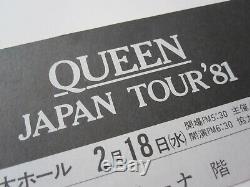 QUEEN 1981 Budokan Tokyo Japan Concert Ticket Stub Japanese Tour 18.02.1981