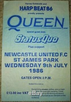 QUEEN 1986 Magic Tour Newcastle UK Concert Ticket Stub Freddie Mercury