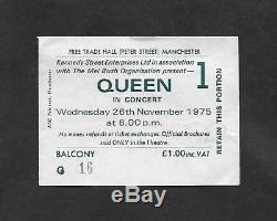 QUEEN A Night At The Opera 1975 Tour Manchester UK Concert Ticket Stub