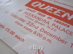 QUEEN Alexandra Palace 1979 Crazy Tour Of London UK Concert Ticket + Stub