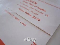 QUEEN Alexandra Palace 1979 Crazy Tour Of London UK Concert Ticket + Stub