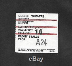 QUEEN Birmingham Odeon 1975 UK Tour Concert Ticket Stub 10th December 1975