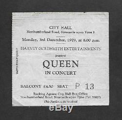 QUEEN City Hall Newcastle upon Tyne 1979 UK Crazy Tour Concert Ticket Stub
