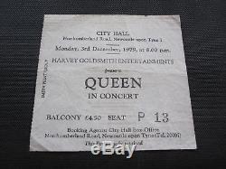 QUEEN City Hall Newcastle upon Tyne 1979 UK Crazy Tour Concert Ticket Stub