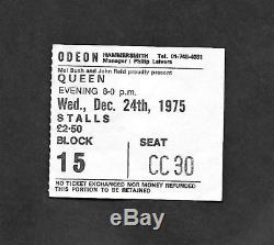 QUEEN Hammersmith Odeon London 1975 Tour UK Concert Ticket Stub Freddie Mercury