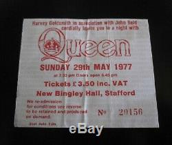 QUEEN New Bingley Hall Stafford 1977 UK Tour Concert Ticket Stub