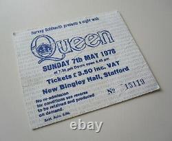 QUEEN New Bingley Hall Stafford 1978 Tour Concert Ticket Stub 7.5.1978