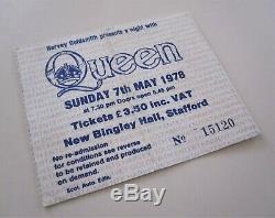 QUEEN New Bingley Hall Stafford 1978 Tour Concert Ticket Stub Freddie Mercury