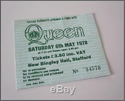 QUEEN New Bingley Hall Stafford 1978 UK Tour Concert Ticket Stub