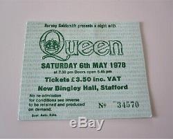 QUEEN New Bingley Hall Stafford 1978 UK Tour Concert Ticket Stub