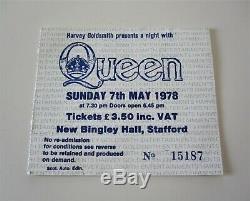 QUEEN New Bingley Hall Stafford UK Tour Concert Ticket Stub 7th May 1978