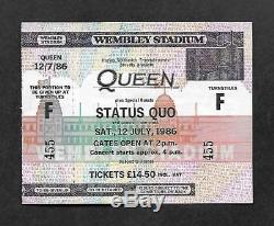 QUEEN UNUSED COMPLETE 1986 Magic Tour Wembley Concert Ticket Stub (Mint)
