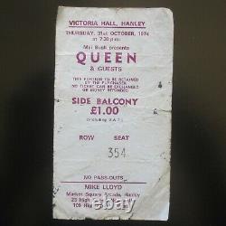 QUEEN Victoria Hall Hanley 1974 Concert Ticket Stub Sheer Heart Attack UK Tour