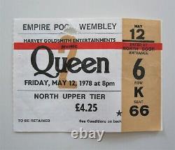 QUEEN Wembley 1978 UK Tour Concert Ticket Stub Freddie Mercury