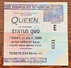 QUEEN Wembley Stadium concert ticket stub 1986 MAGIC Final Freddie Mercury Tour