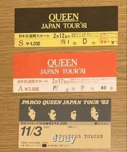 QUEEN concert ticket stubs 3 sheets Set Japan Vintage