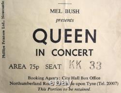 Queen 1974 City Hall Newcastle UK Concert Ticket Stub Sheer Heart Attack Tour