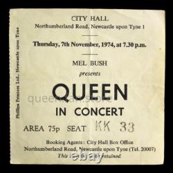 Queen 1974 City Hall Newcastle UK Concert Ticket Stub Sheer Heart Attack Tour