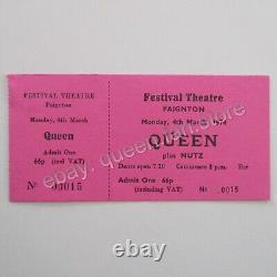 Queen 1974 Festival Theatre Paignton UK Concert Ticket + Stub 04.03.74 (Nutz)