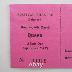 Queen 1974 Festival Theatre Paignton UK Concert Ticket + Stub 04.03.74 (Nutz)