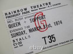 Queen 1974 Rainbow Theatre London UK Concert Ticket Stub Queen II Tour 31.3.74