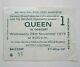 Queen 1975 Free Trade Hall Manchester Uk Tour Concert Ticket Stub