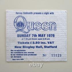 Queen 1978 New Bingley Hall Stafford Concert Ticket Stub UK Tour 7.5.1978