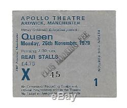Queen 1979 Crazy Tour Manchester Uk Concert Ticket Stub Freddie Mercury