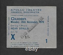 Queen 1979 Crazy Tour Manchester Uk Concert Ticket Stub Freddie Mercury