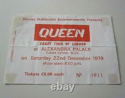 Queen 1979 Crazy Tour Of London Alexandra Palace UK Concert Ticket Stub