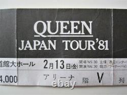 Queen 1981 Budokan Tokyo Japan Concert Ticket Stub Japanese Tour 13.02.1981