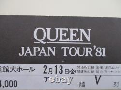 Queen 1981 Budokan Tokyo Japan Concert Ticket Stub Japanese Tour 13.02.1981 VG+