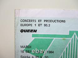 Queen 1984 Paris France'The Works Tour' Concert Ticket Stub 18.09.84