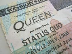 Queen 1986 Wembley Stadium Concert Ticket Stub UK Magic Tour Freddie Mercury