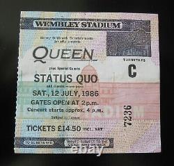 Queen 1986 Wembley Stadium Concert Ticket Stub UK Magic Tour Freddie Mercury