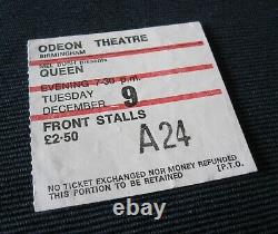 Queen Birmingham Odeon UK Tour Concert Ticket Stub 9th December 1975
