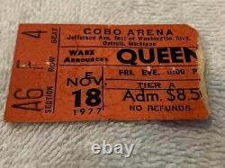 Queen Cheap Trick 1977 Concert Ticket Stub Detroit Cobo Arena Freddie Mercury