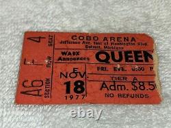 Queen Cheap Trick 1977 Concert Ticket Stub Detroit Cobo Arena Freddie Mercury