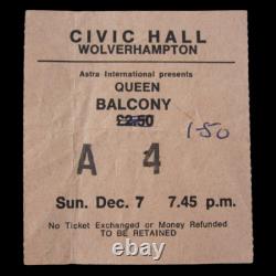 Queen Civic Hall Wolverhampton 1975 Concert Ticket Stub UK Tour 07.12.1975 EX