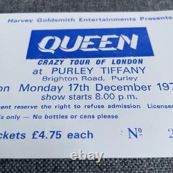 Queen Crazy Tour (1979) Purley Tiffany London U. K Concert Ticket + Stub Rare