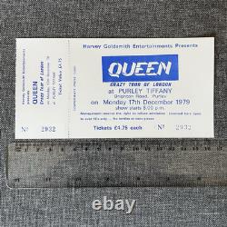 Queen Crazy Tour (1979) Purley Tiffany London U. K Concert Ticket + Stub Rare