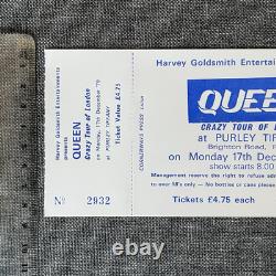 Queen Crazy Tour (1979) Purley Tiffany London U. K Concert Ticket + Stub Rare