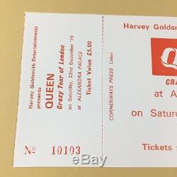 Queen Crazy Tour Alexandra Palace 1979 UK Concert Ticket + Stub Rare
