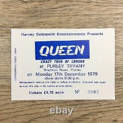 Queen Crazy Tour Purley Tiffany 1979 UK Concert Ticket + Stub Rare